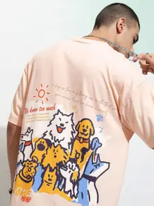 HIGHLANDER Men Graphic Printed Drop Shoulder Sleeves Oversized T-shirt