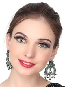 Anvik Gold-Plated Stone-Studded & Beaded Contemporary Chandbalis