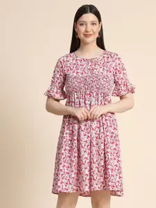 BAESD Floral Printed Ruffled Fit & Flare Dress