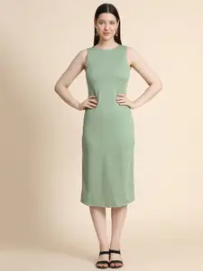 BAESD Round Neck Sheath Midi Dress