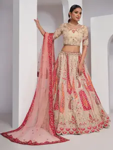 ODETTE Embroidered Organza Semi Stitched Lehenga & Unstitched Blouse With Dupatta