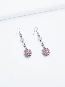 Rhea Rhodium-Plated Spherical Artificial Beads Drop Earrings