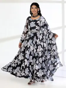 FASHION DREAM Floral Print Georgette Maxi Dress