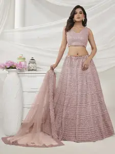 Fusionic Embroidered Sequinned Semi-Stitched Lehenga & Unstitched Blouse With Dupatta