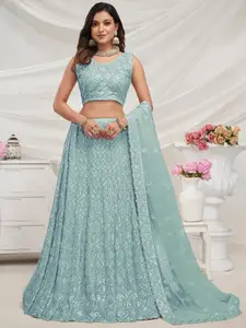 Fusionic Embroidered Sequinned Semi Stitched Lehenga & Unstitched Blouse With Dupatta