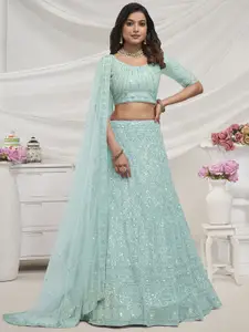 Fusionic Embroidered Beads and Stones Semi-Stitched Lehenga & Unstitched Blouse With Dupatta