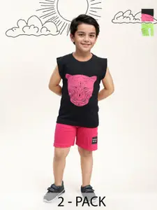 Toonyport Pack Of 2 Boys Printed Pure Cotton T-shirt with Shorts