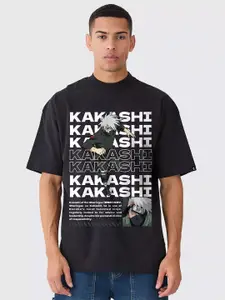 PRONK Men Typography Kakashi Printed Round Neck T-shirt