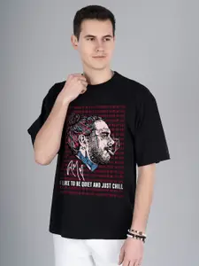 PRONK Men Typography Printed Round Neck T-shirt