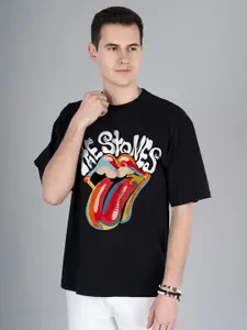 PRONK Men Typography Printed Oversized T-shirt