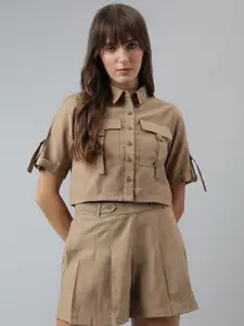 Latin Quarters Women Solid Spread Collar Casual Shirt