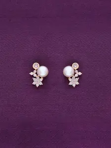 KAI JEWEL Rose Gold-Plated 92.5 Sterling Silver Contemporary Studs Earrings