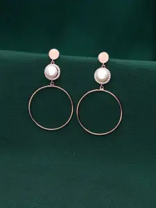 KAI JEWEL 92.5 Sterling Contemporary Rose Gold-Plated Pearls Beaded Drop Earrings