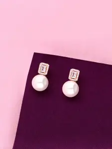 KAI JEWEL 92.5 Sterling Silver Rose Gold-Plated Fresh Water Pearls Beaded Drop Earrings