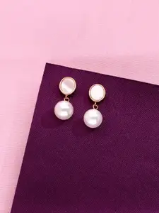 KAI JEWEL Rose Gold-Plated Sterling Silver Artificial Stones and Beads Stud Earrings
