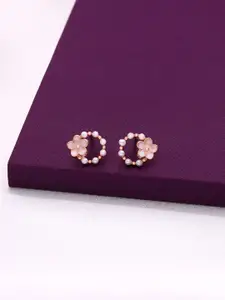 KAI JEWEL Rose Gold-Plated Sterling Silver Artificial Beads Ear Cuff Earrings