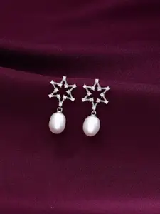 KAI JEWEL 92.5 Sterling Silver Rhodium-Plated Fresh Water Pearls Beaded Drop Earrings