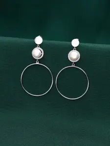 KAI JEWEL 92.5 Sterling Silver Rhodium-Plated Pearl Beaded Contemporary Drop Earrings