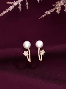 KAI JEWEL Rhodium-Plated Sterling Silver Contemporary Shaped Hoop Earrings