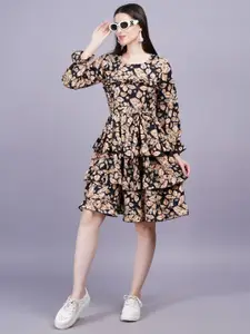 HIGHLIGHT FASHION EXPORT Round neck Fit & Flare Midi Dress