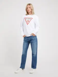 GUESS Men Typography Printed Round Neck Sweatshirt