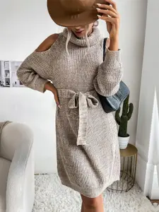 KPOP Women Turtle Neck Solid Longline Pullover Sweater