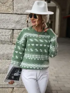 KPOP Women Abstract Printed Pullover Sweater