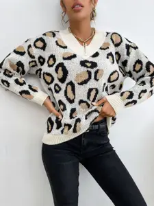 KPOP Women Animal Skin Printed Pullover Sweater