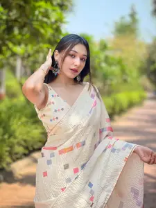 Rekha Maniyar  Embroidered Geometric Printed Sequinned Saree