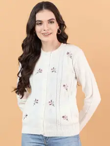 CLAPTON Women Women Floral Embroidered Cardigan Sweaters