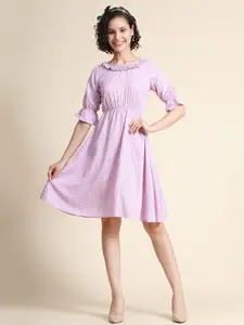 BAESD Floral Print Puff Sleeves Fit & Flare Dress