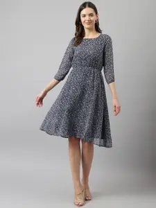 BAESD Abstract Printed Georgette A-Line Dress