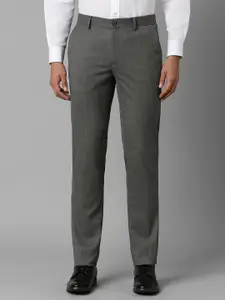 Louis Philippe Men Checked Mid-Rise Slim Fit Trousers