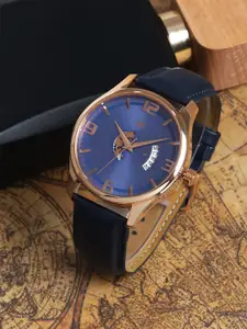 Killer Men Brass Embellished Dial & Leather Straps Analogue Watch KLMO103A