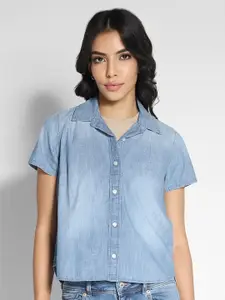 AMERICAN EAGLE OUTFITTERS Women Solid Cuban Collar Casual Shirt