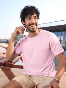 The Souled Store Men Solid Round Neck Supima Cotton T-shirt