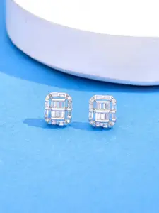 KAI JEWEL Cubic Zirconia Rhodium Plated 92.5 Sterling Silver Studs Earrings