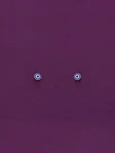 KAI JEWEL Rhodium-Plated 925 Sterling Silver CZ Stone Studded Evil Eye Studs Earrings