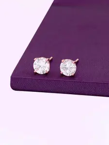KAI JEWEL 92.5 Sterling Silver Rose Gold-Plated Cubic Zirconia Circular Stud Earrings