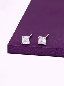 KAI JEWEL Cubic Zirconia Rhodium Plated 92.5 Sterling Silver Square Studs Earrings