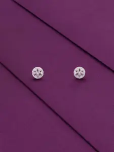 KAI JEWEL Rhodium-Plated 925 Sterling Silver CZ Stone Studded Circular Studs Earrings