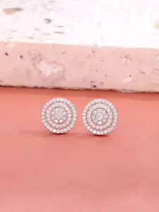 KAI JEWEL 92.5 Sterling Silver Rhodium-Plated Cubic Zirconia Circular Stud Earrings