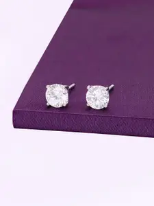 KAI JEWEL Cubic Zirconia Rhodium Plated 92.5 Sterling Silver Circular Studs Earrings