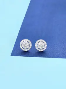 KAI JEWEL Cubic Zirconia Rhodium Plated 92.5 Sterling Silver Circular Studs Earrings