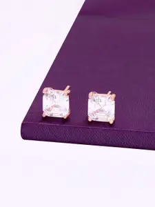 KAI JEWEL 92.5 Sterling Silver Rose Gold-Plated Cubic Zirconia Studded Studs Earrings