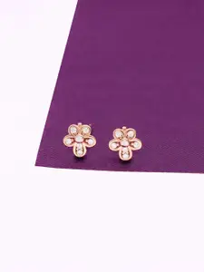 KAI JEWEL 92.5 Sterling Silver Rose Gold-Plated Cubic Zirconia Studded Studs Earrings