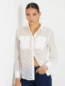 GUESS Women Embroidered Pockets Casual Shirt