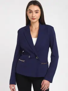 GUESS Notched Lapel Collar Double Breasted Casual Blazer
