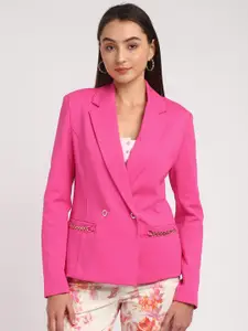 GUESS Notched Lapel Collar Double-Breasted Blazer