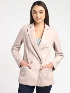 GUESS Notched Lapel Collar Sleeves Double-Breasted Casual Blazer